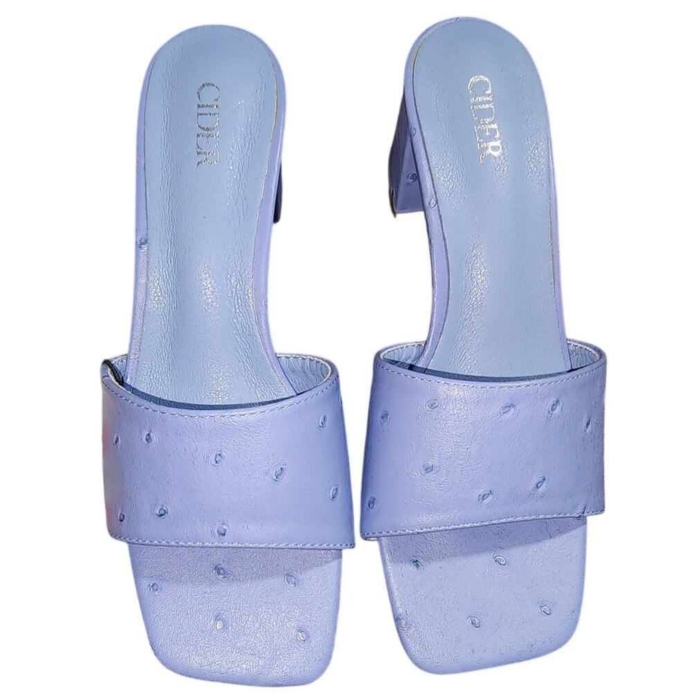 Cider Purple Block Heel Square Toe Shoes 37 7